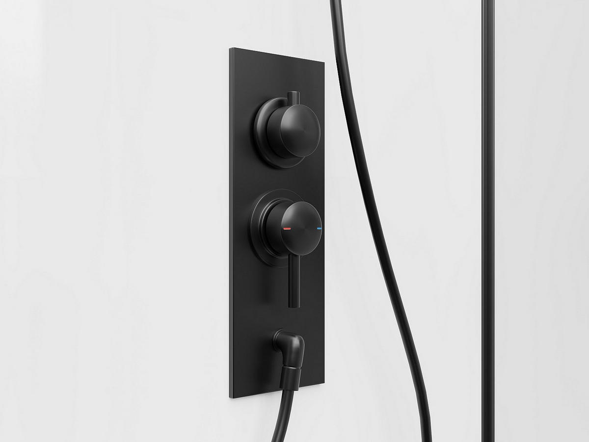 DUSCHKABINE - rechteckig - Siebdruck - Beidseitige Installation - Weiß & Schwarz matt - 110 x 80 x 225 cm - GAVILA - Schwarz, Metall (80/110/200cm) - Vente-Unique