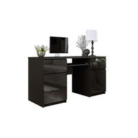 SCHREIBTISCH: 2 Schubladen, Mattschwarz / Glanzschwarz, 135 x 77 x 50 cm - Schwarz Hochglanz/Schwarz, Holzwerkstoff (50/135/77cm) - 3XE LIVING