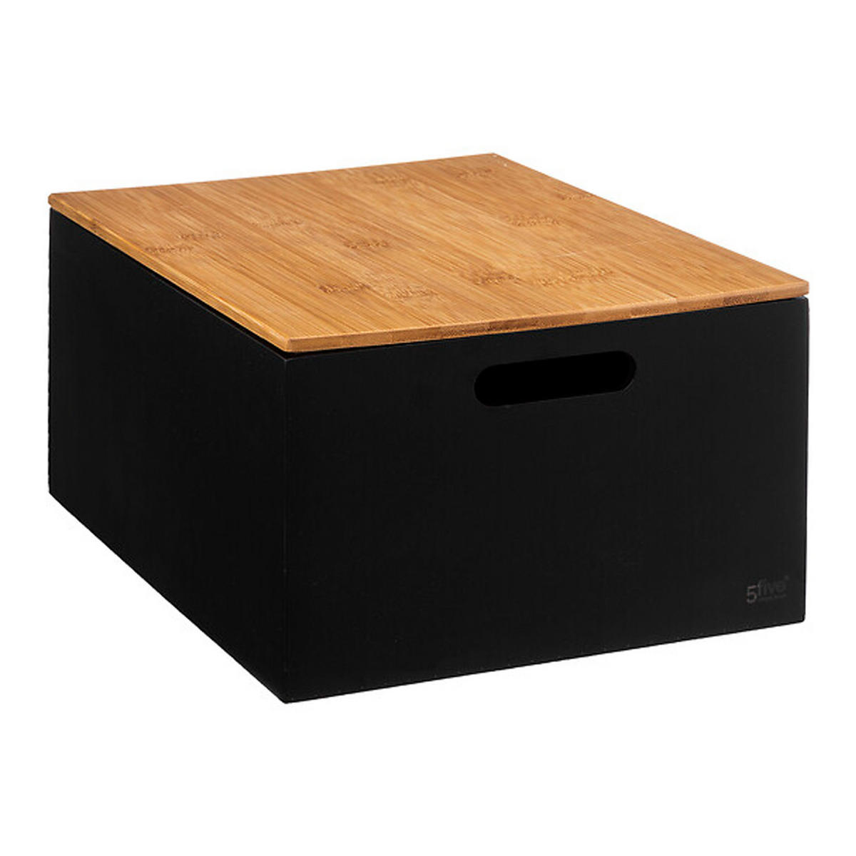 AUFBEWAHRUNGSBOXEN Set Bava 3-tlg., MDF, Bambus, Schwarz - Schwarz, Holzwerkstoff (25/16/34cm) - 5five Simply Smart