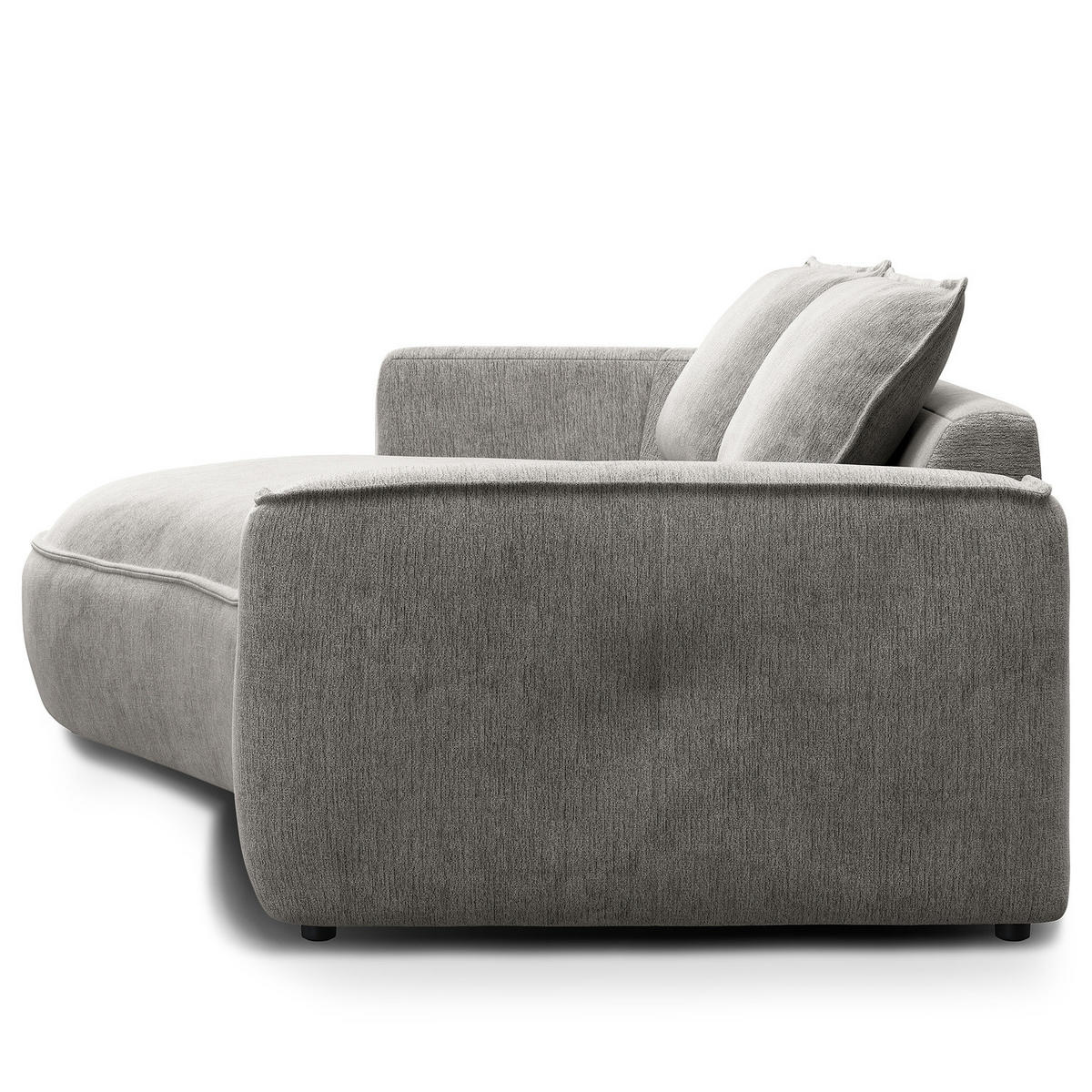 2,5-SITZER SOFA - Hellgrau/Schwarz, Kunststoff/Textil (217/82/146cm) - home24