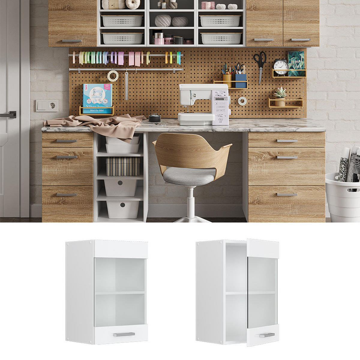 UNIVERZÁLNÍ NÁSTĚNNÁ SKŘÍŇKA R-Line Bílá vysoký lesk - vysoce lesklá bílá, kompozitní dřevo (40/60/31cm) - Vicco