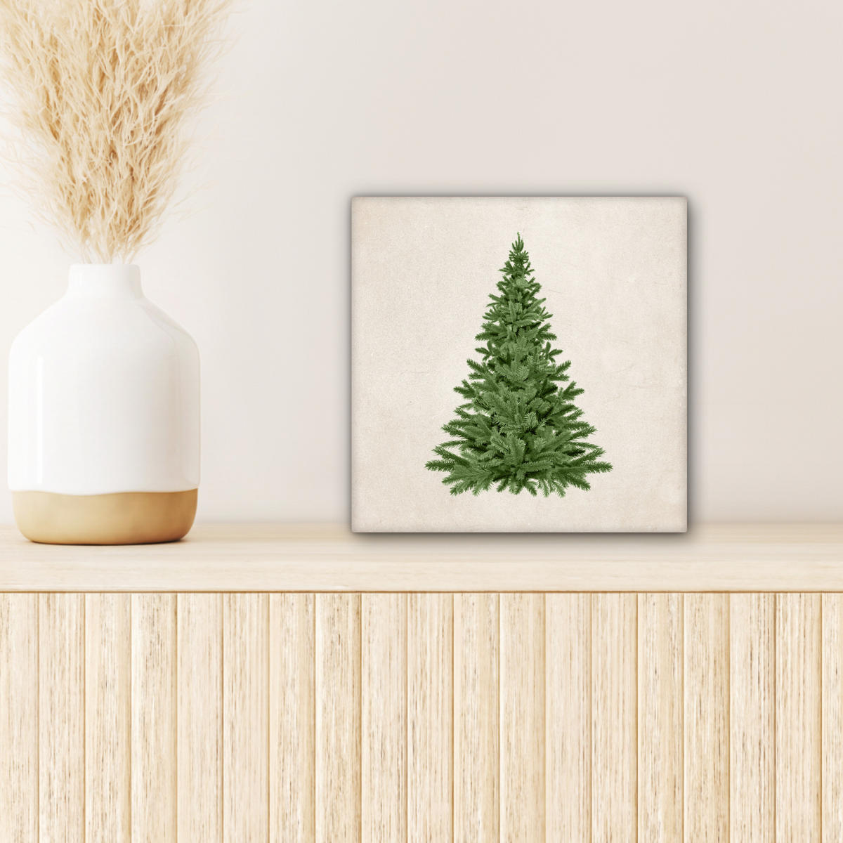 LEINWANDBILD Weihnachtsbaum - Grün - Weihnachten - Feiertage 20x20 cm - Olivgrün, Textil (20/20cm) - MuchoWow