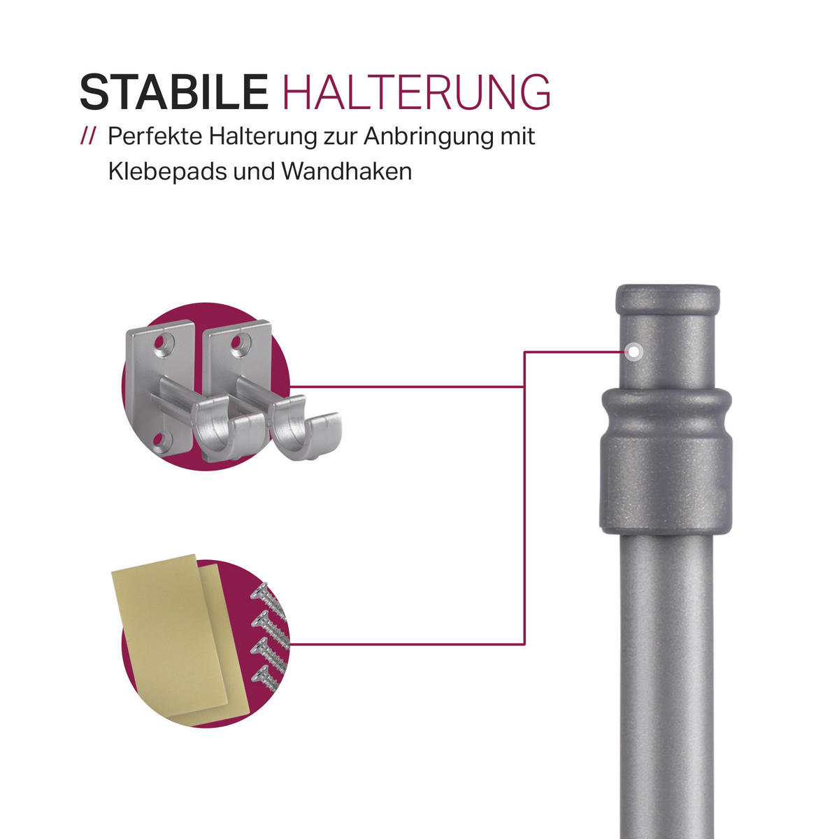 GARDINENSTANGE Silber chrom matt 125-225 cm - Silberfarben, Metall (125cm) - Bestlivings