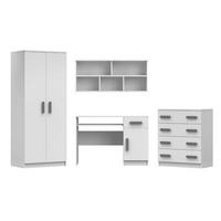KINDERZIMMER-SET INGE III Weiß/Grau4-teilig - Weiß/Grau, Holzwerkstoff (270/193/50cm) - Deine Möbel 24
