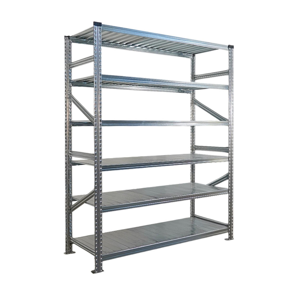 FACHBODENREGAL Proximo Stecksystem 210x300x60cm 6 Ebenen Beidseitig nutzbar Verzinkt - Silberfarben, Metall (300/210/60cm) - PROREGAL