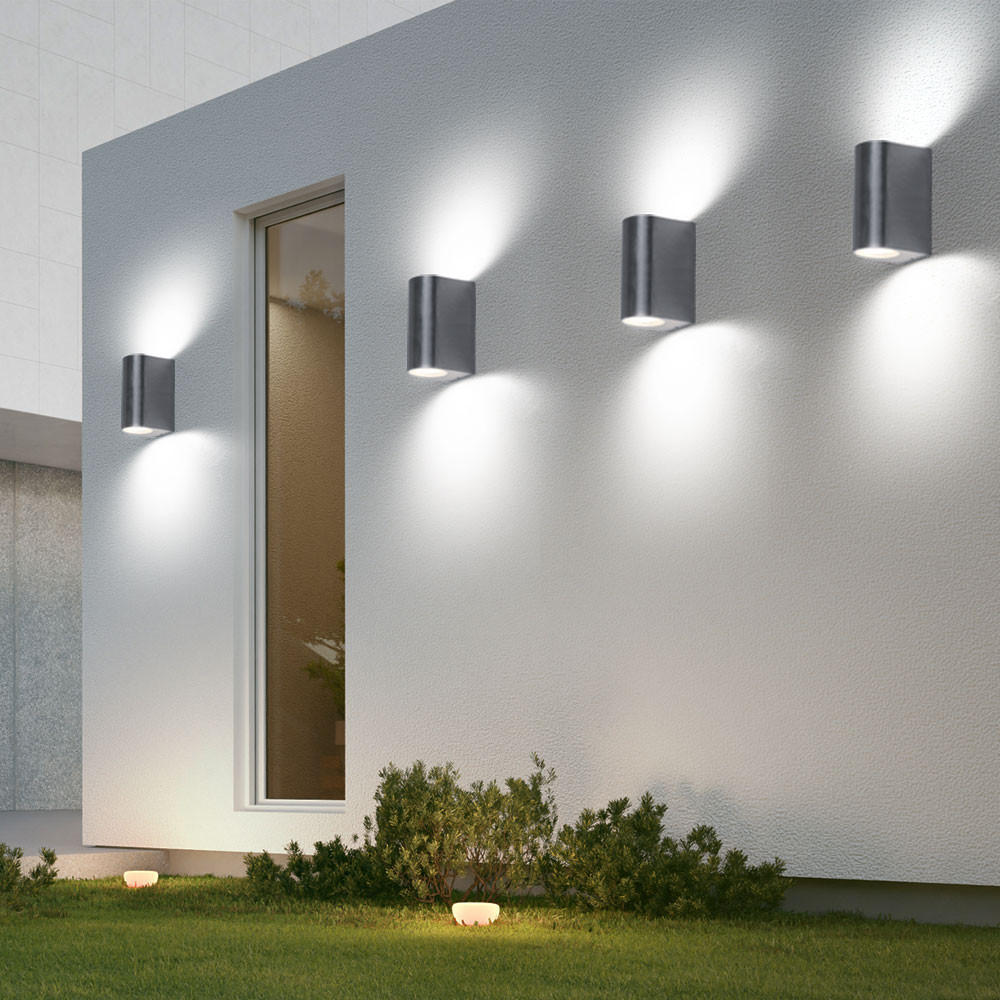 AUSSEN-WANDLEUCHTE Aluminium Silber 4er Set - Silberfarben, Glas (7/15.1/10cm)