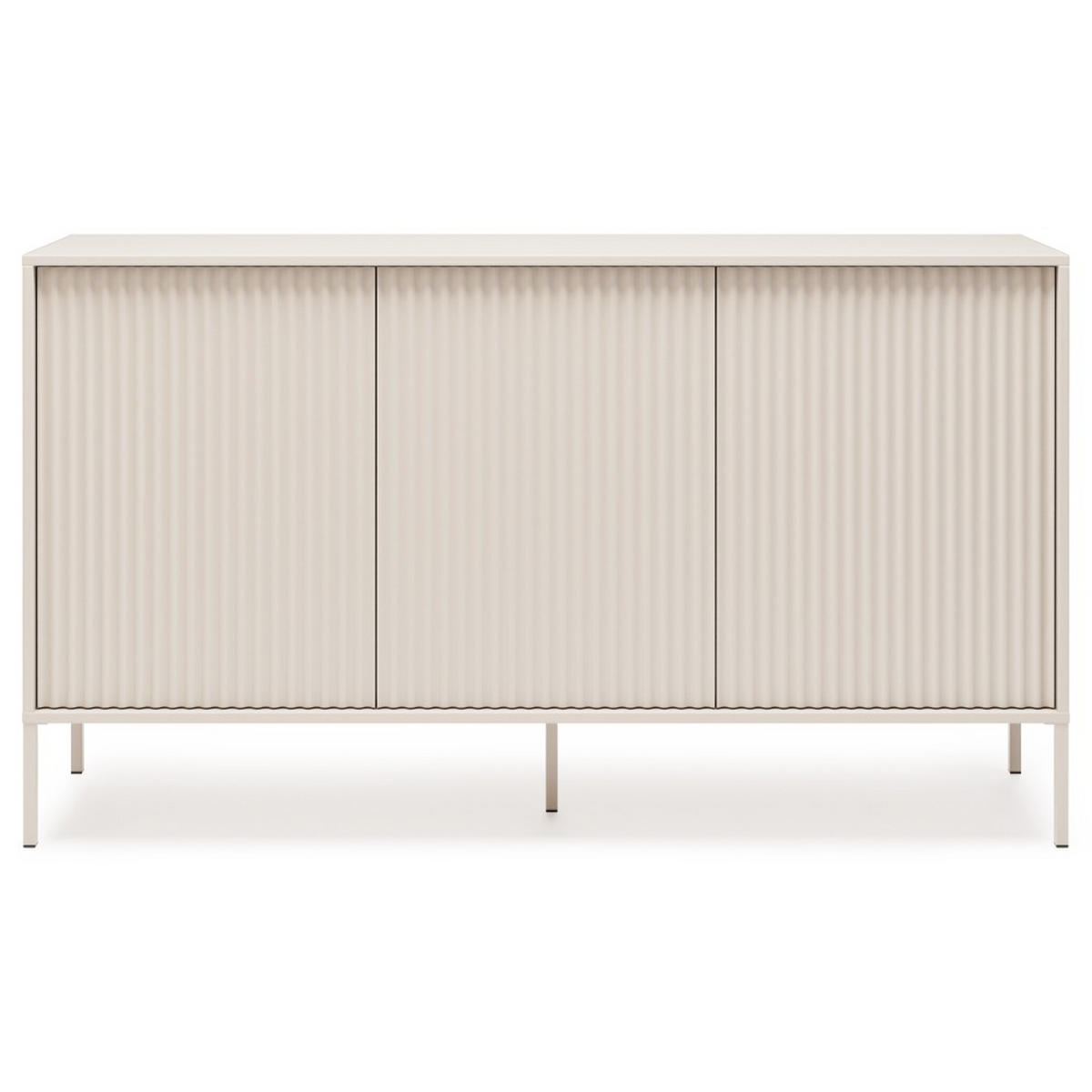 KOMMODE Noto mit 3 Türen und geriffelten Fronten, 154 cm - Kaschmir, Holzwerkstoff (154/38/87cm) - Beautysofa