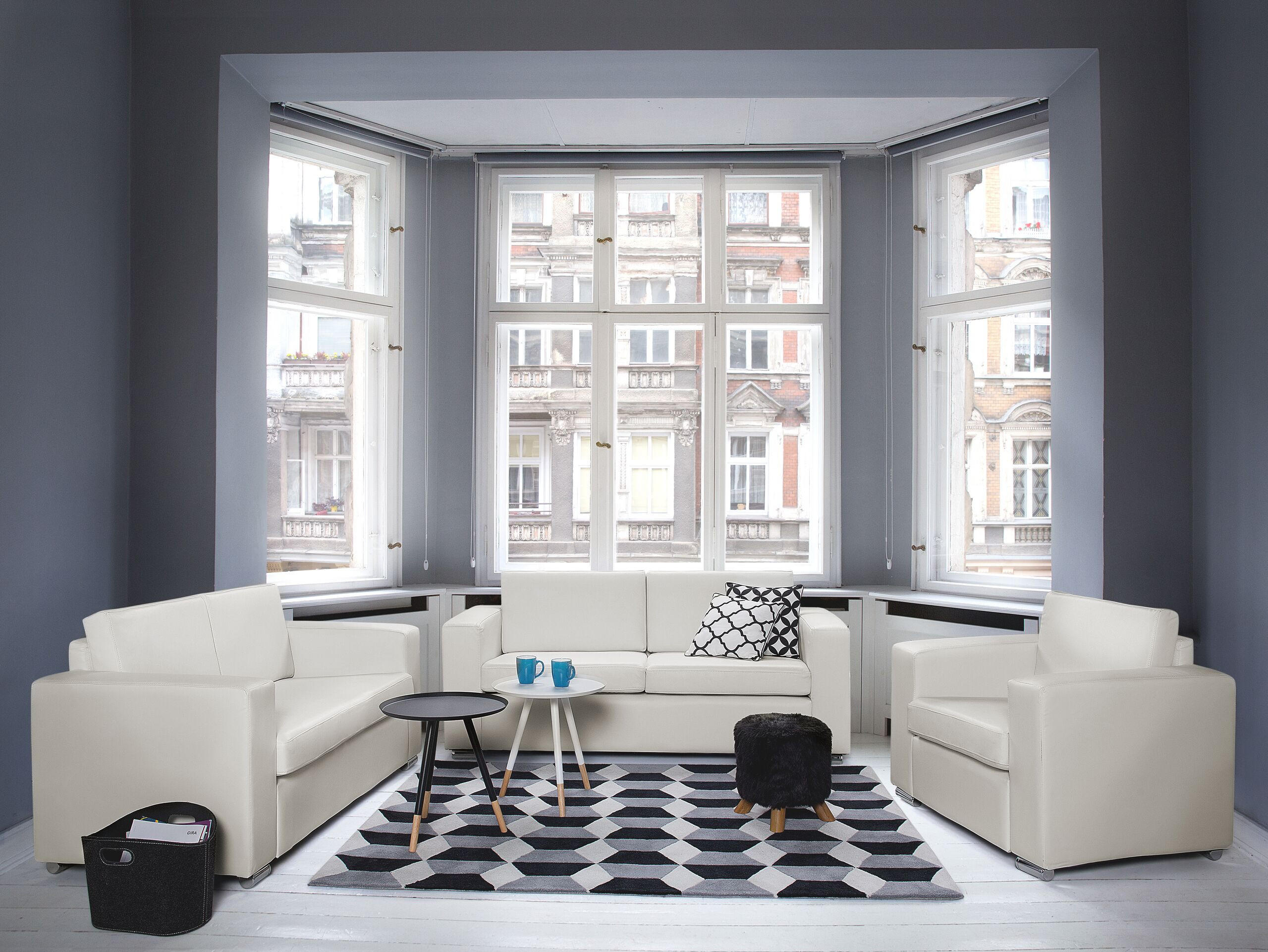 3-SITZER-SOFA Echtleder Weiß Helsinki - Weiß, Leder/Fell (186/72/76cm) - Beliani