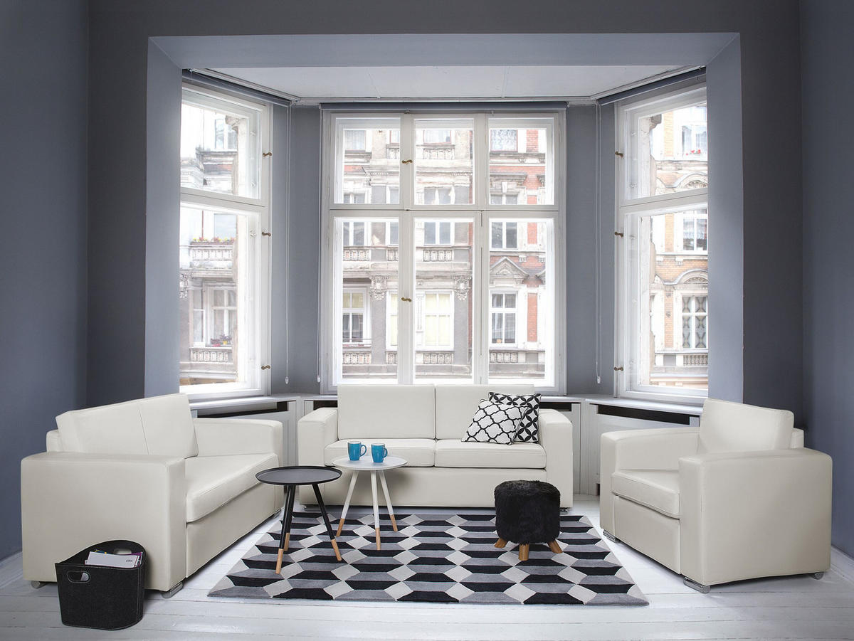 SESSEL Leder weiß Helsinki - Silberfarben/Weiß, Leder (96/72/76cm) - Beliani