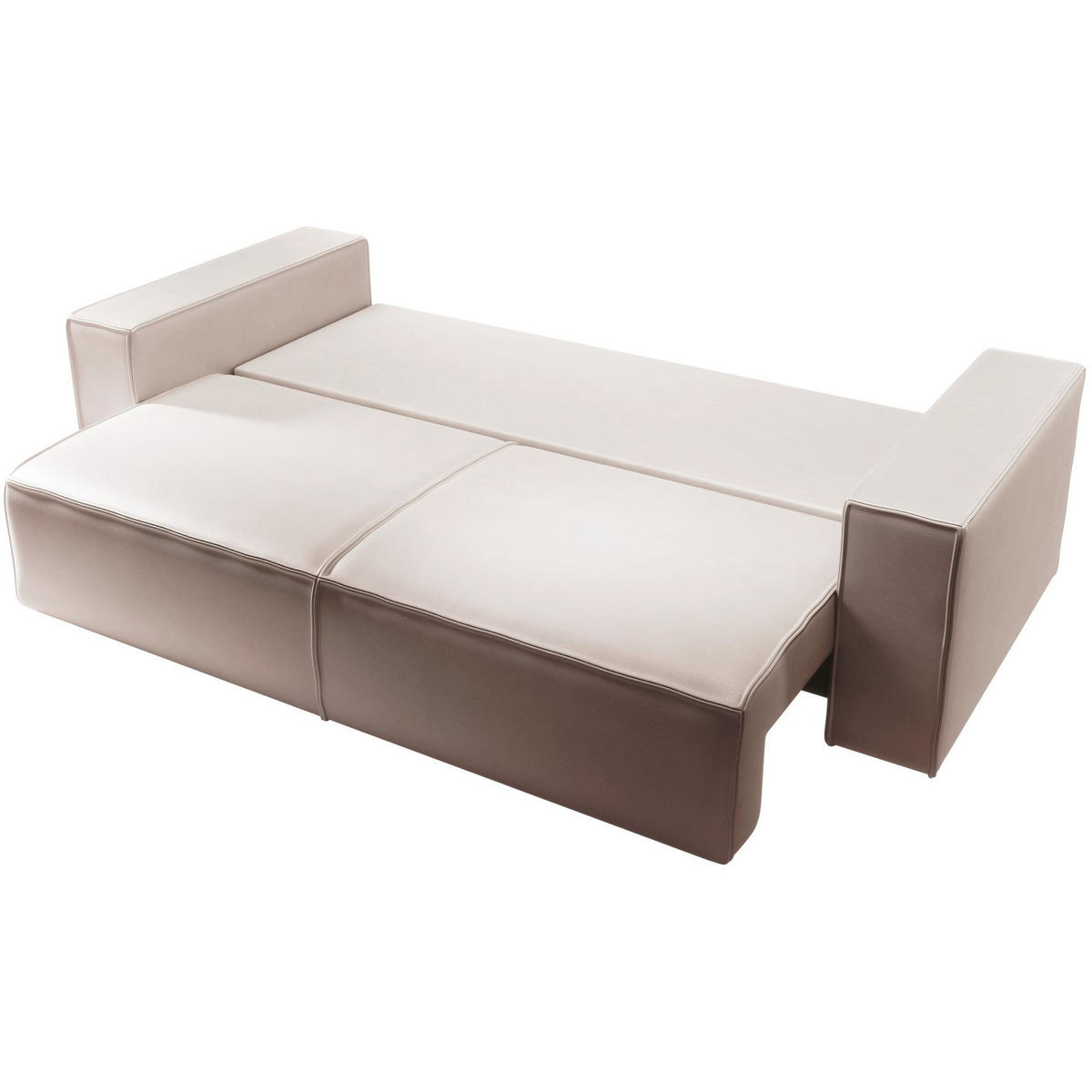 3-SITZER SCHLAFSOFA Farese Cuero Beige, Kunstleder - Creme/Schwarz, Kunststoff/Textil (257/86/102cm) - Selsey