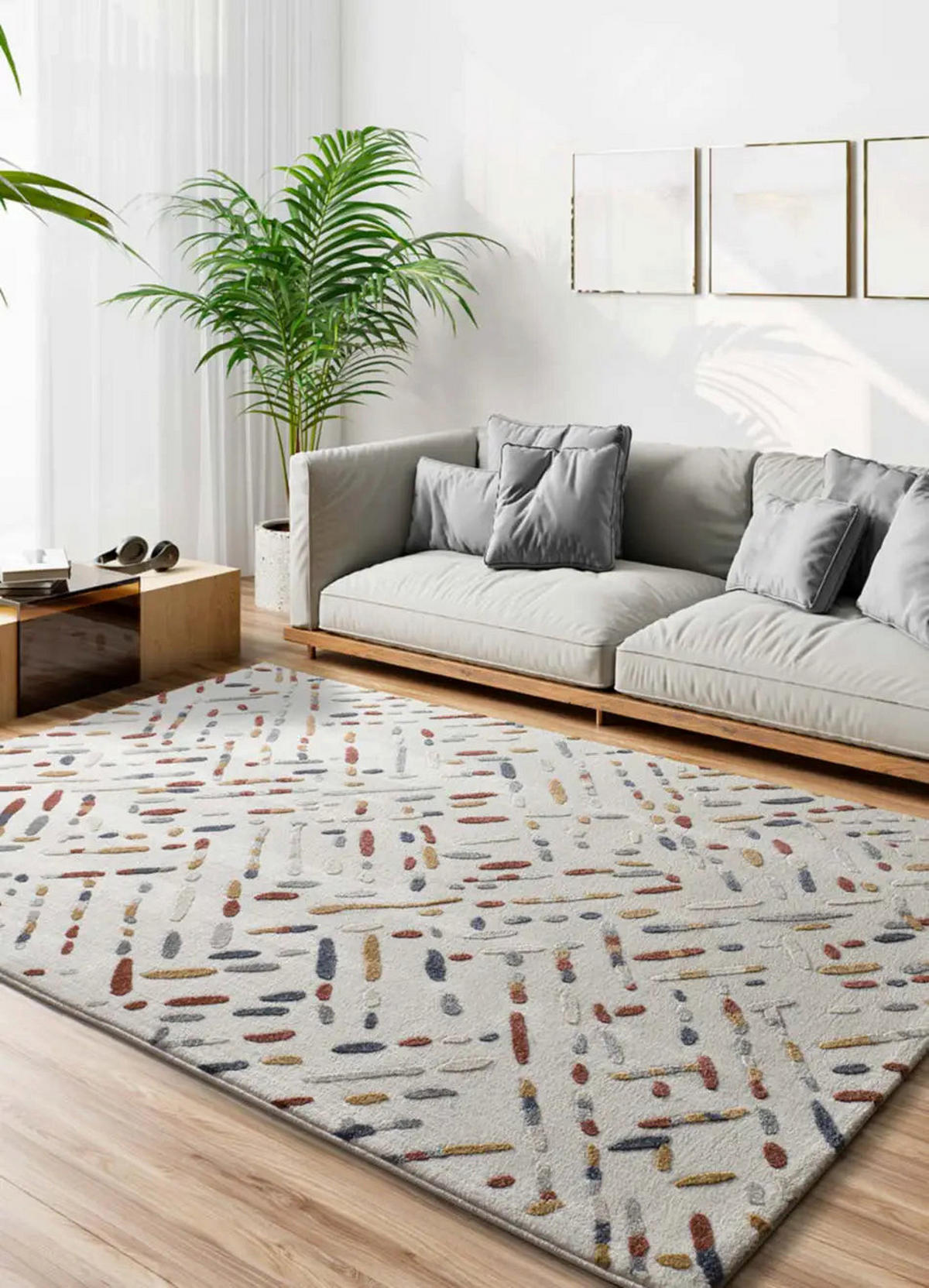 KURZFLORTEPPICH Creme / Mehrfarbig Amara 200/290 cm - Multicolor/Creme, Naturmaterialien/Textil (200/290cm) - Atticgo