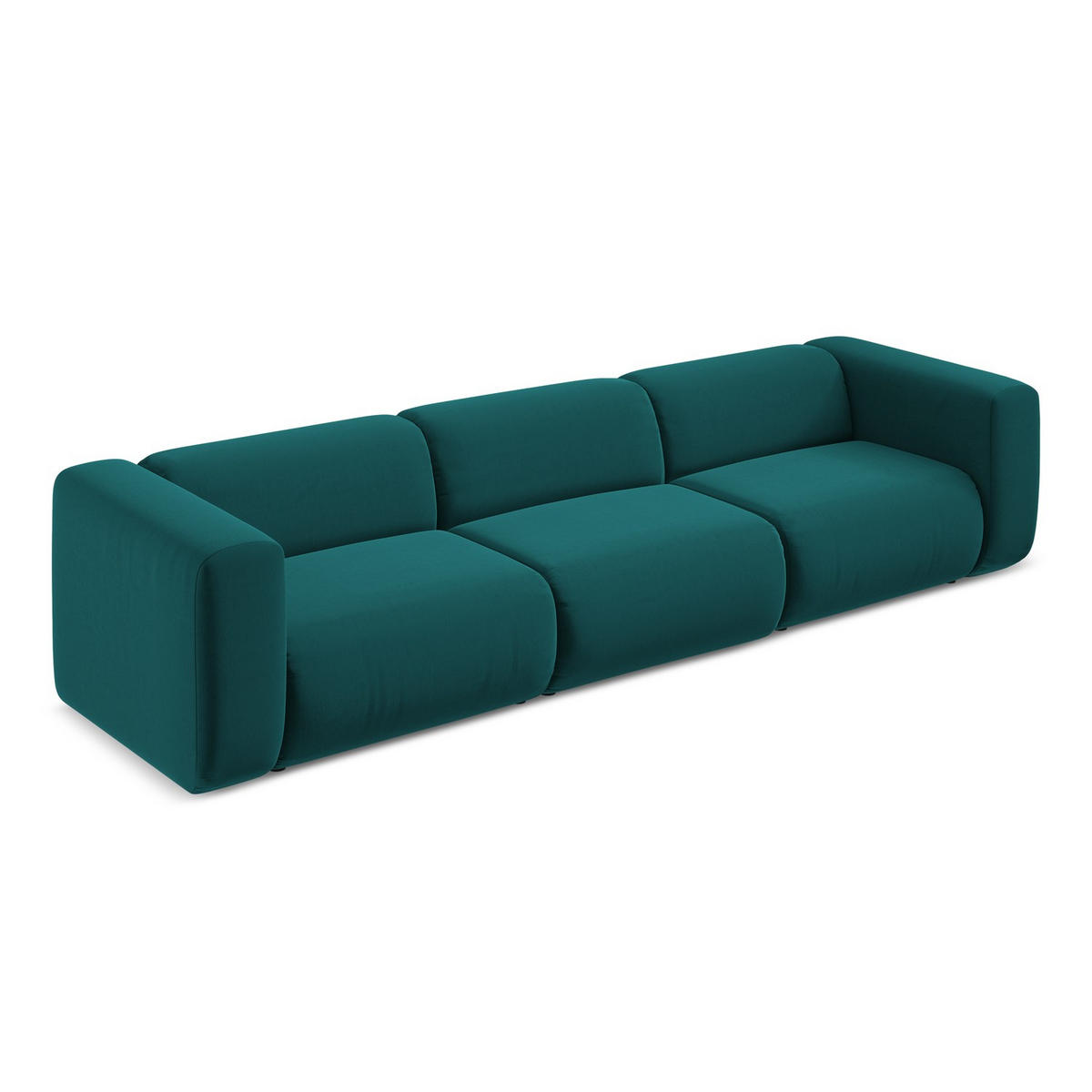 4-SITZER-SOFA Samt Stoff Blau - Blau/Petrol, Kunststoff/Textil (319/70/89cm) - LaMiaSofa