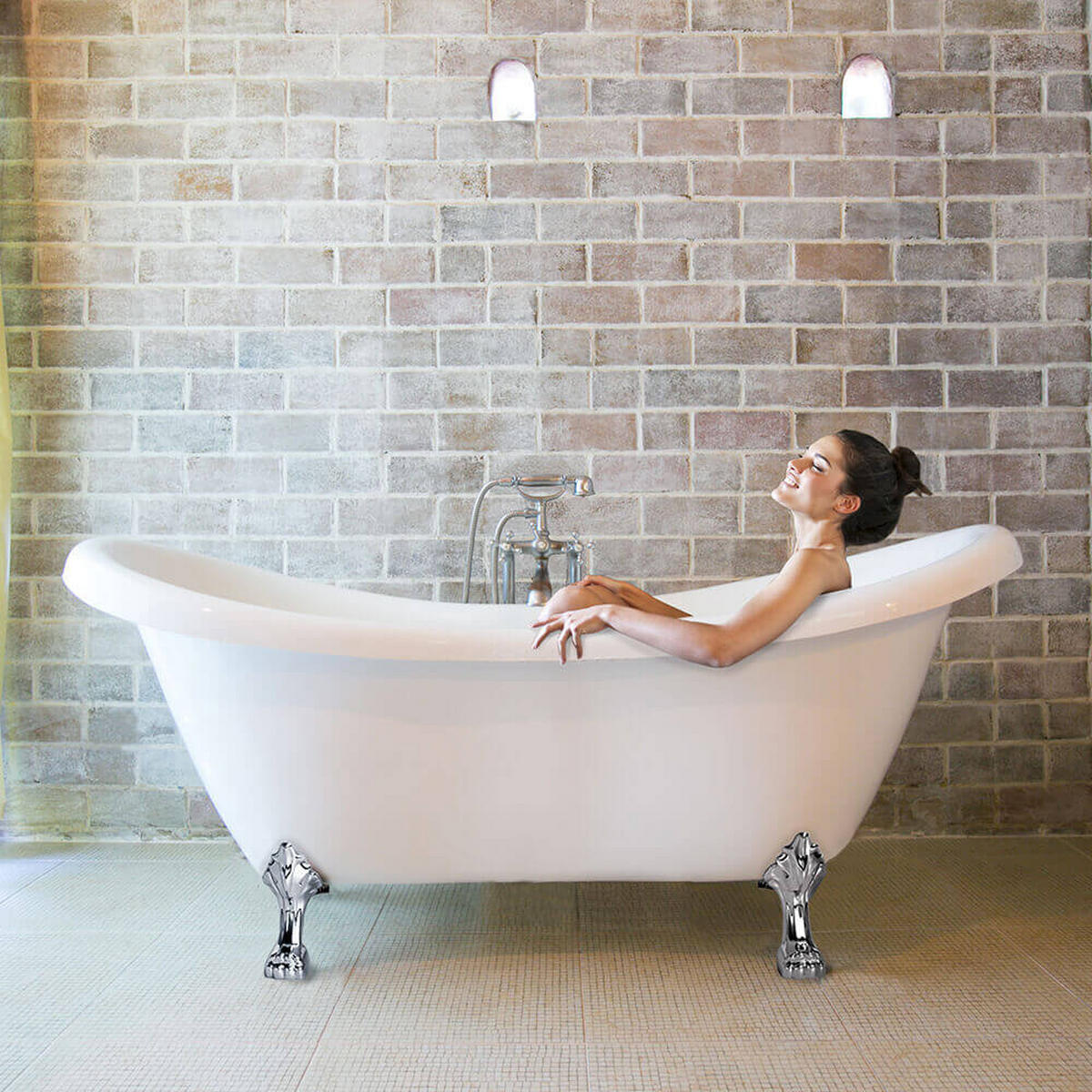 FREISTEHENDE Badewanne FAMA - 176 x 74 cm - Weiß, Keramik (176/79/74cm) - Home Deluxe