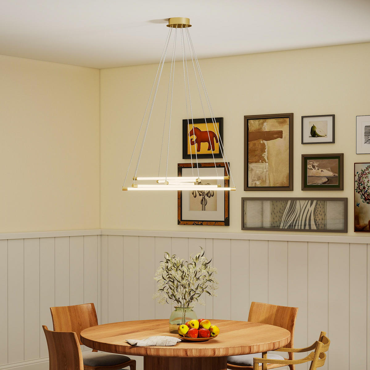 LED-DECKENLAMPE, 50W, 5 anpassbare Lichtrohre, anpassbar, Gold+Weiß - Multicolor, Metall (82/82/124cm) - HOMCOM