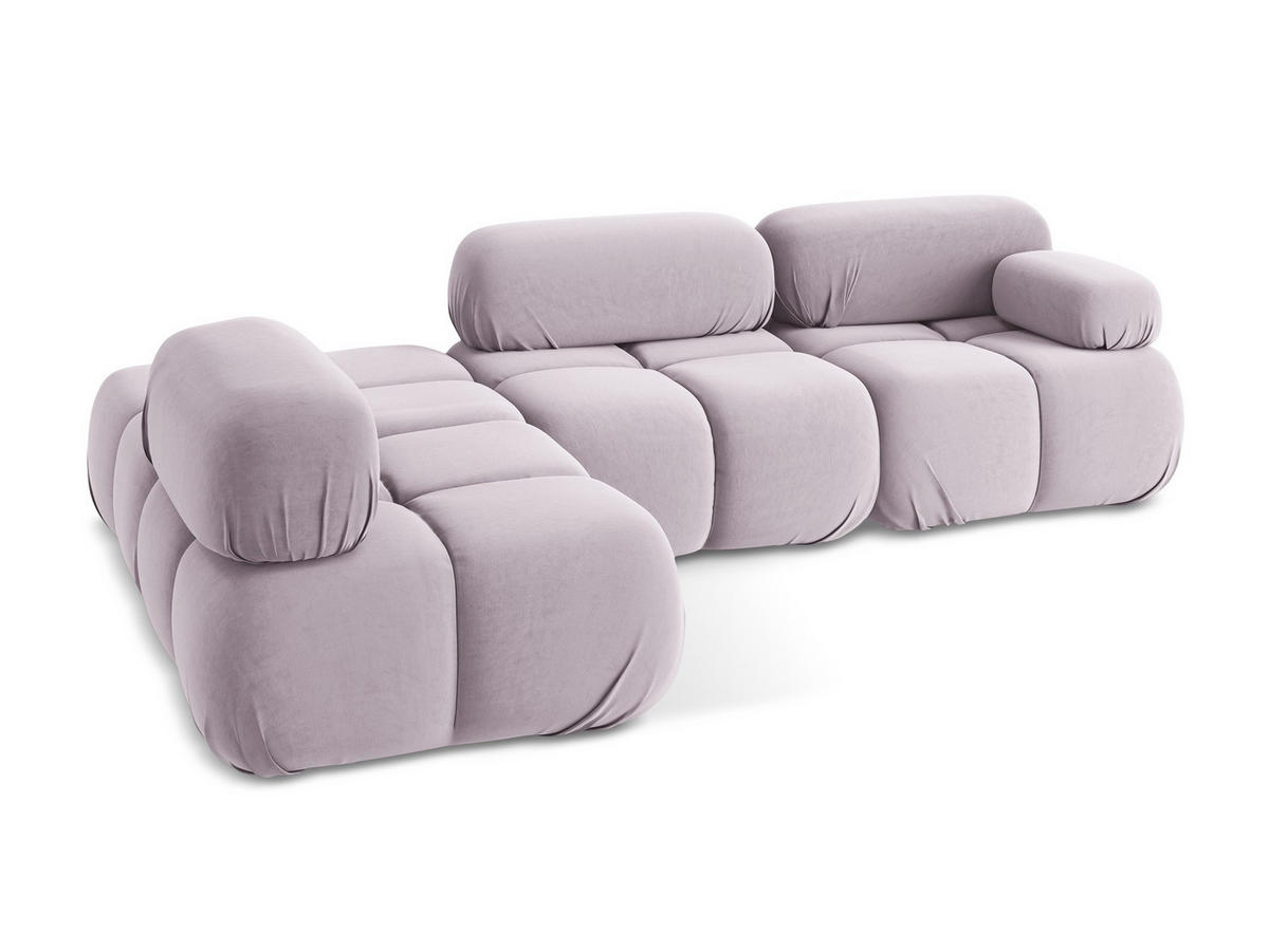ECKSOFA Links Samt Stoff Violett - Lila/Flieder, Kunststoff/Textil (190/285cm) - Makamii