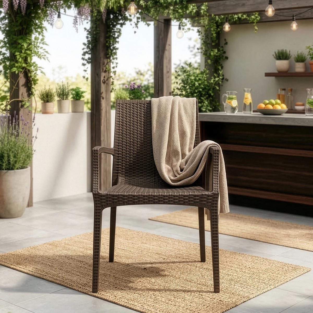 GARTENSTUHL ETULI 4-tlg, Braun - Braun, Kunststoff (56/88/50cm) - KONSIMO®