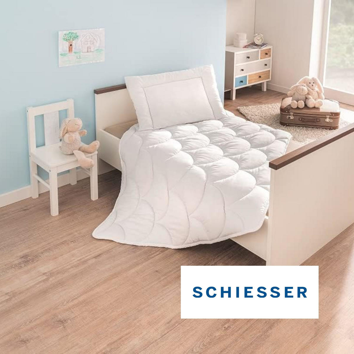 KINDERDECKE mit Kissen Lagom - 2-teilig - 100 x 135 cm - Weiß - Weiß, Textil (100/135cm) - SCHIESSER