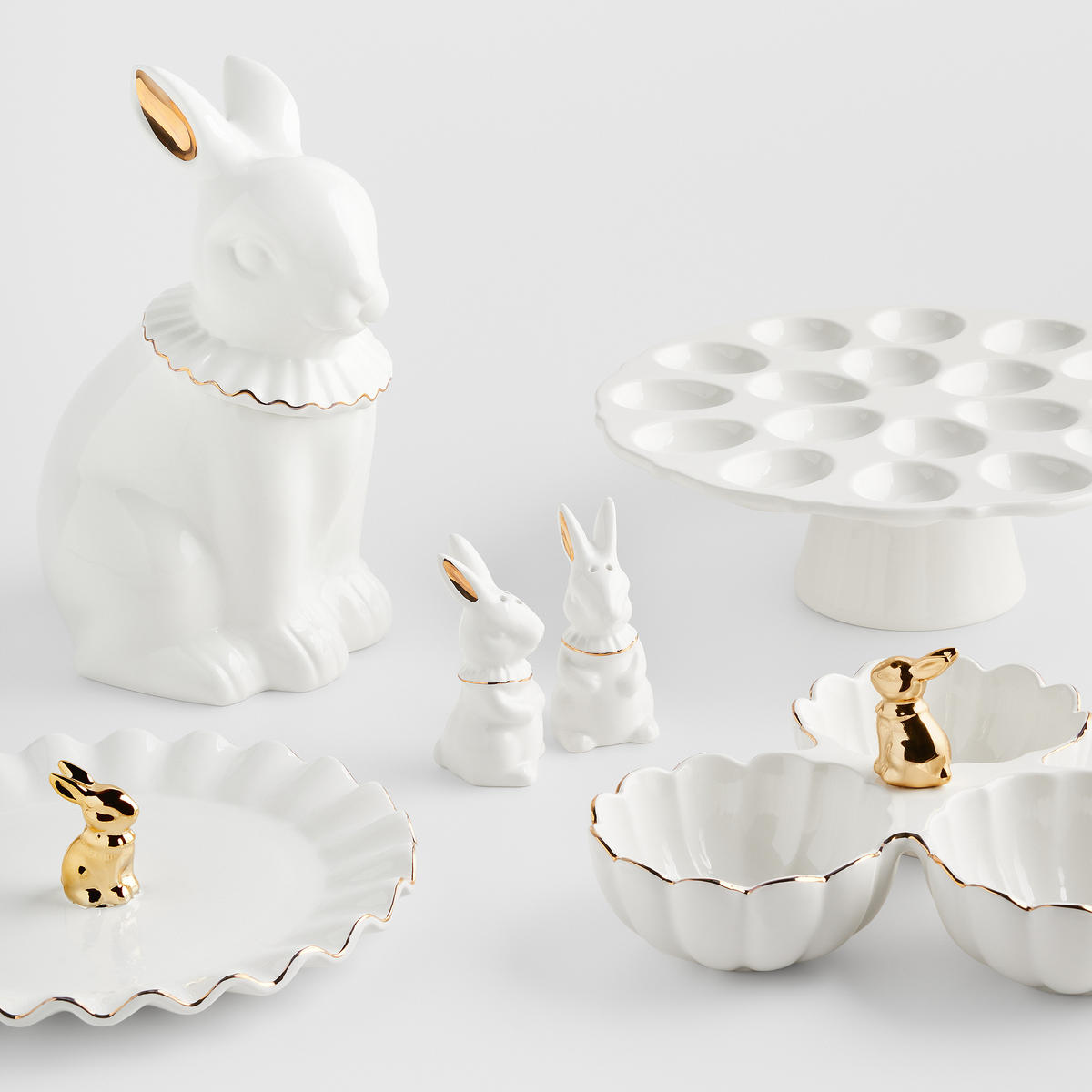 SERVIERTELLER Wonderland triple - Weiß, Stein (25/9.5/23cm) - home&you