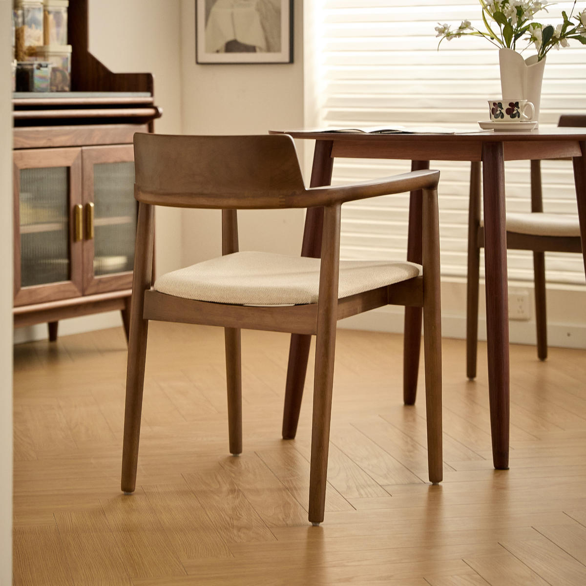 STUHL 2er-Set dunklem Holz Beige - Braun, Holz (58/75/57.5cm) - Nordlys