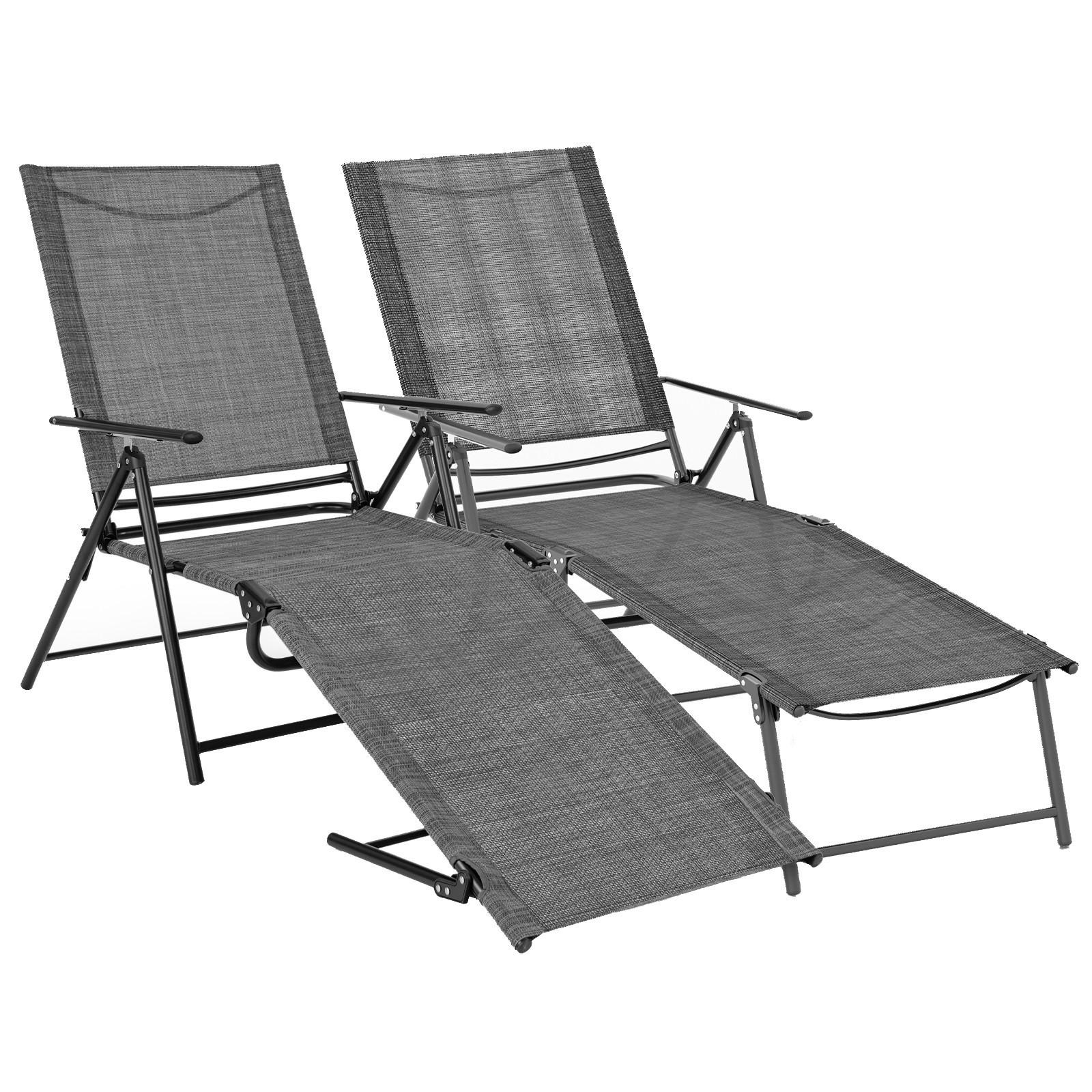 SONNENLIEGEN 2er-Set Grau - Grau, Metall (64/102/189cm) - COSTWAY