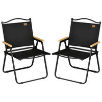 CAMPINGSTUHL 2er Set faltbarer Gartenstuhl mit Stahlrahmen, für Pool, Schwarz - Schwarz, Textil (59/78/54cm) - Outsunny