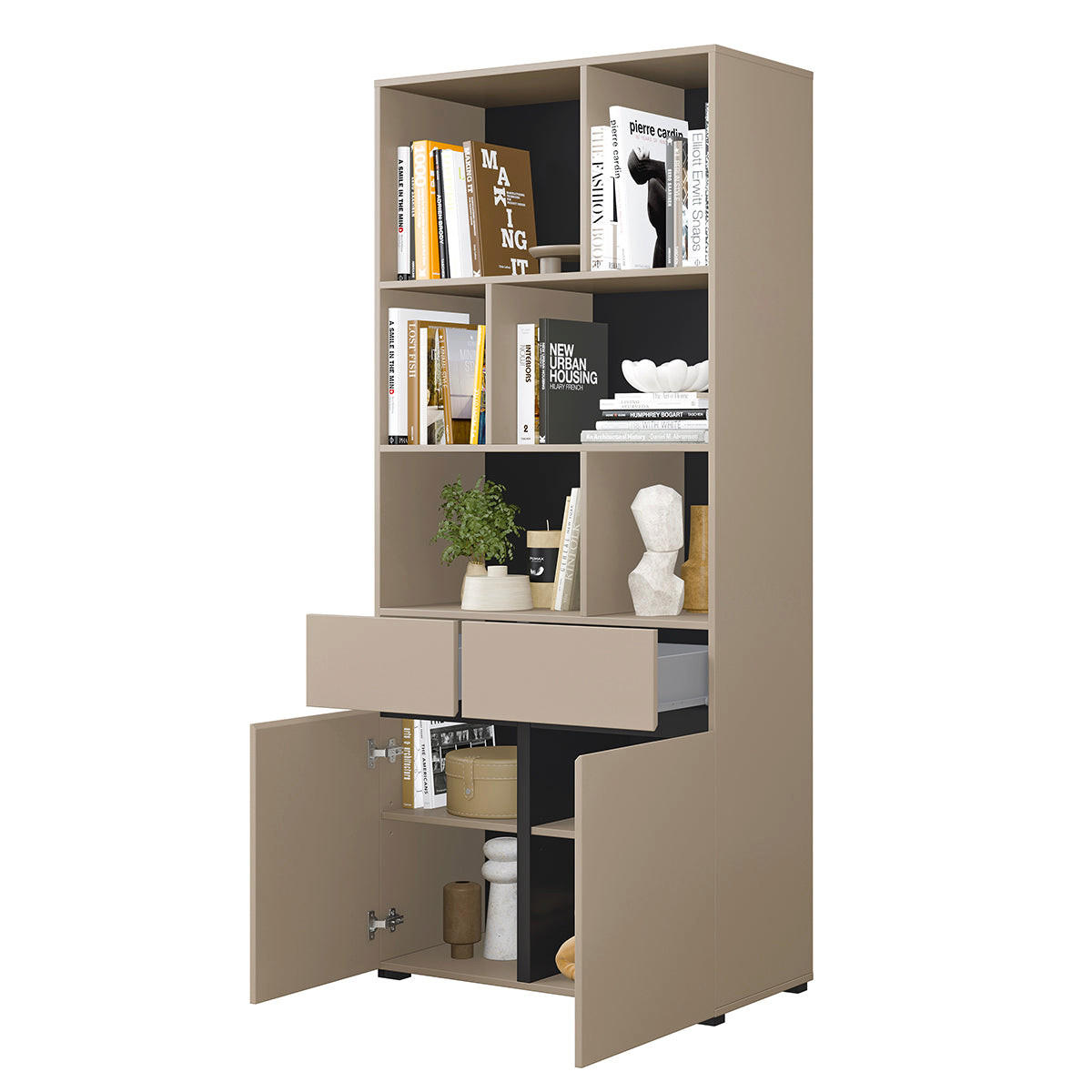 KNIHOVNA Lilia Taupe - šedohnědá, kompozitní dřevo (85/190/38.5cm) - Petits-meubles