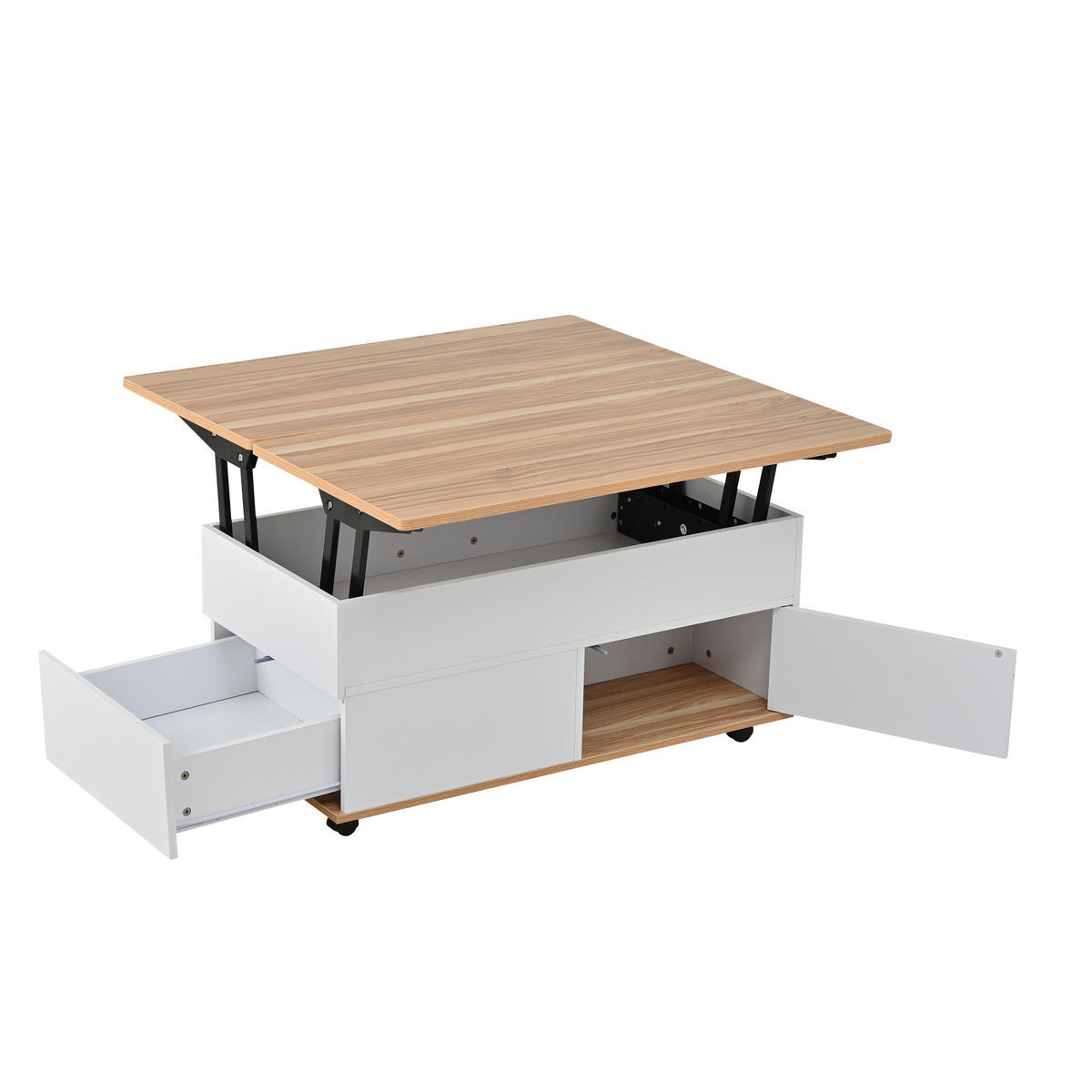 COUCHTISCH Weiß/Natur 100/98/65 cm - Weiß, Holzwerkstoff (98/100/65cm) - PANGIVO