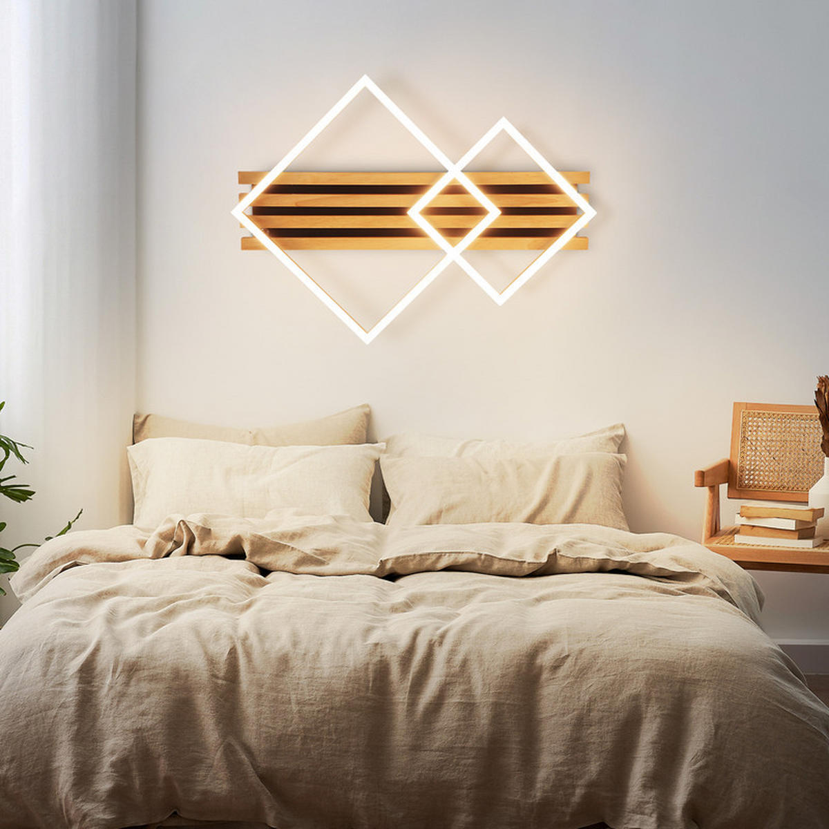 LED-DECKENLEUCHTE Eleganz II 8.8/56.6/41.6cm - Eschefarben, Holz (8.8/56.6/41.6cm) - Nettlife