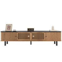 TV-LOWBOARD 190/35/45 cm mit Schiebetüren, Gittereinsatz und viel Stauraum, Eiche - Hellbraun, Holzwerkstoff (190/45/35cm) - Redom