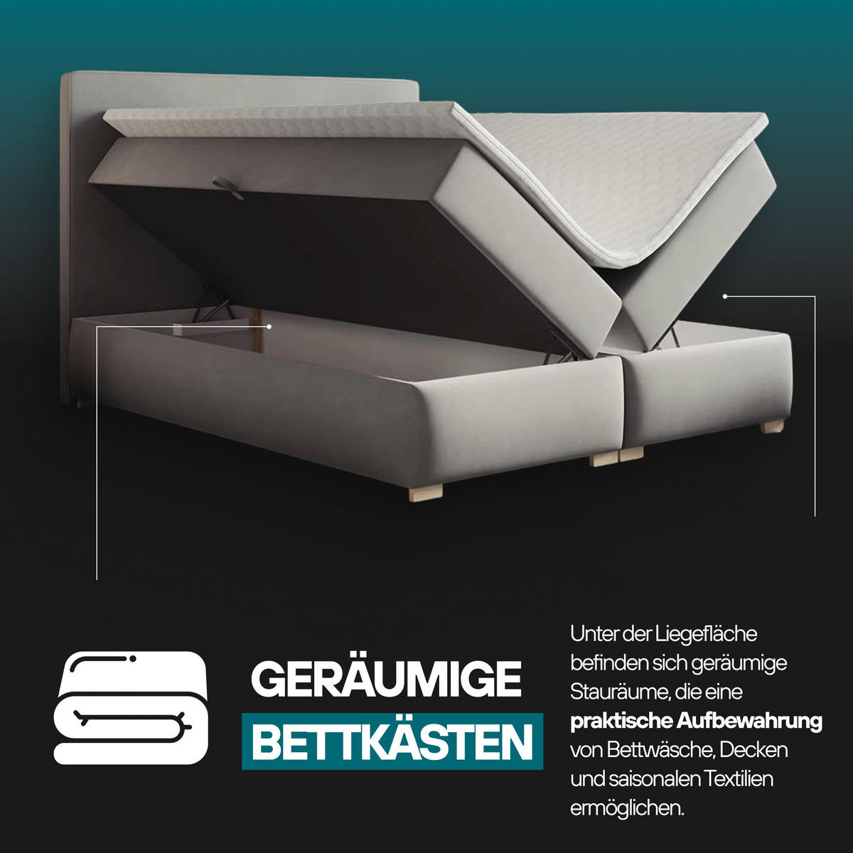 BOXBETT LUPIN, 140 x 200 cm, Double Bed für Schlafzimmer, Elegant Matratze und Bettkasten, Rosa - Rosa, Holz/Textil (140/200cm) - Trada
