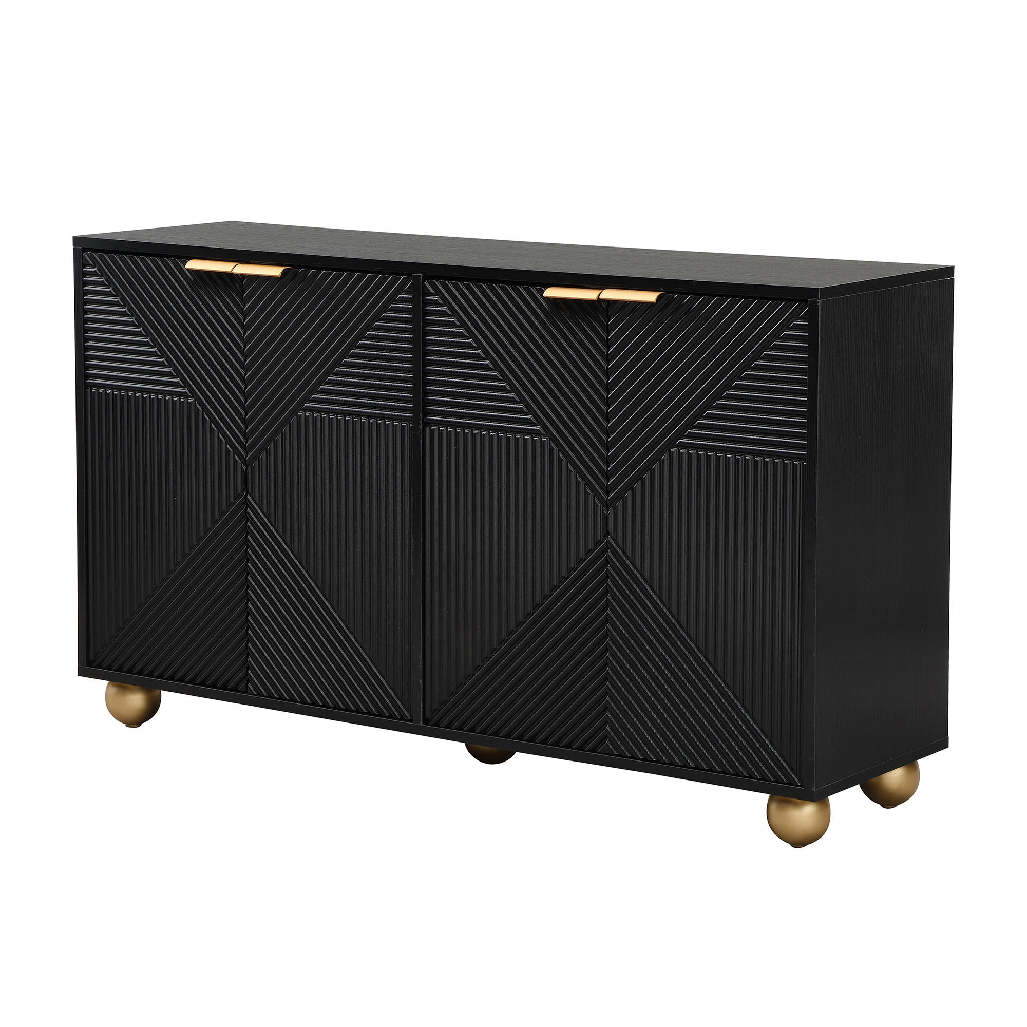 SIDEBOARD DE-38585 120/35/71,5 cm 4 Türen und Vintage-Design Schwarz - Schwarz, Holzwerkstoff (120/71.5/35cm) - ComfortXL