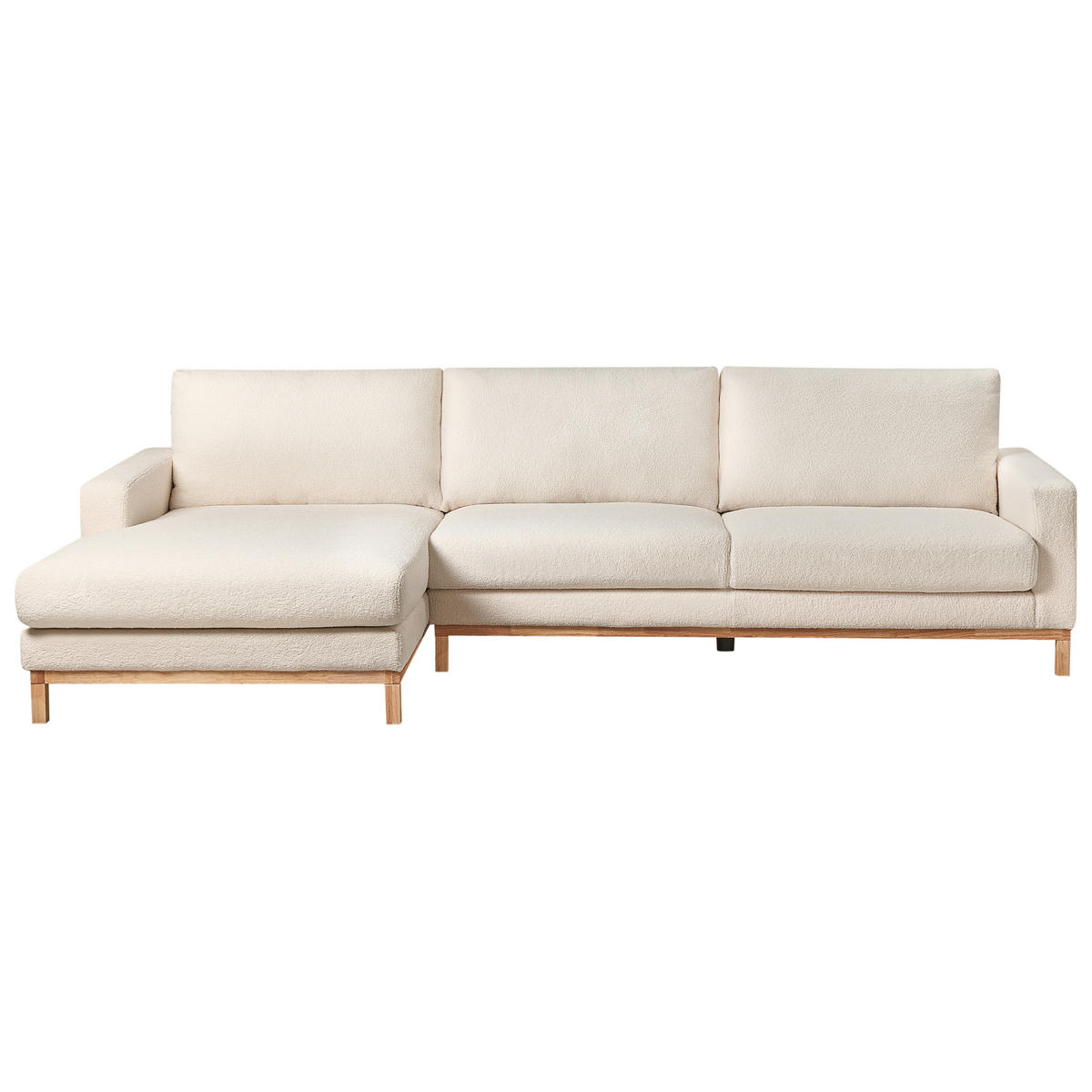 ECKSOFA 4-Sitzer Bouclé Weiß rechtsseitig Siggard - Weiß/Braun, Textil (296/163cm) - Beliani