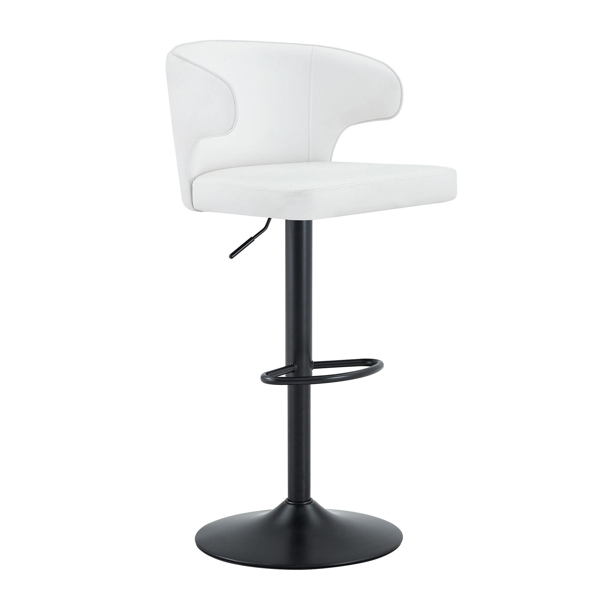 BARHOCKER 2er-Set höhenverstellbar mit Lehne Weiß - Weiß, Metall (45/110/49.72cm) - Meubliv