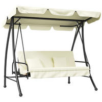 HOLLYWOODSCHAUKEL 200/125/170 cm cremeweiß aus Metall mit Liegefunktion - Beige, Metall (125/170/200cm) - OKWISH