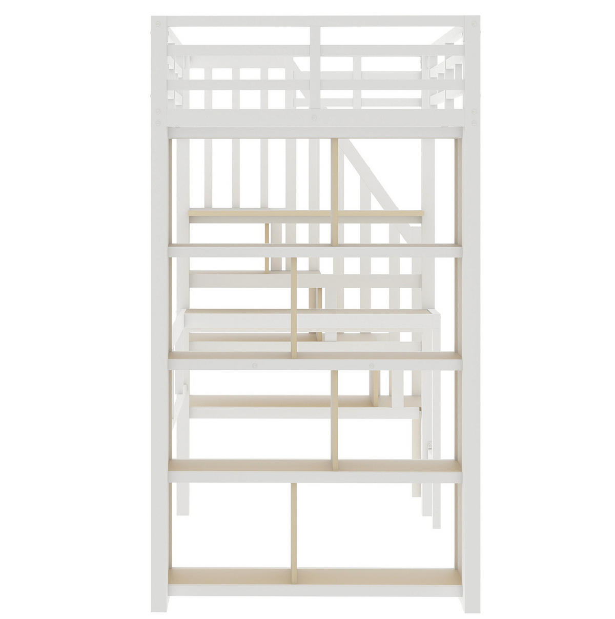HOCHBETT 90/200 cm Weiß aus Metall und MDF mit Schreibtisch und LED-Lichtleiste - Weiß, Metall (90/200cm) - OKMYHOME