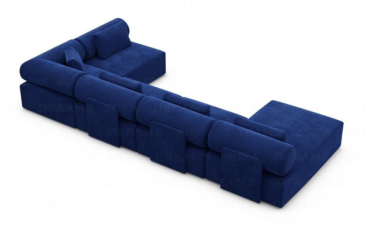 WOHNLANDSCHAFT Cipriani Dunkelblau Samtstoff - Dunkelblau, Kunststoff (400/77/200cm)