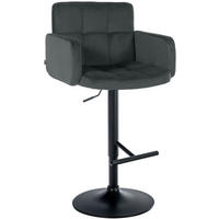 BARHOCKER Samt Dunkelgrau - Dunkelgrau/Schwarz, Textil/Metall (60/93/56cm) - CLP
