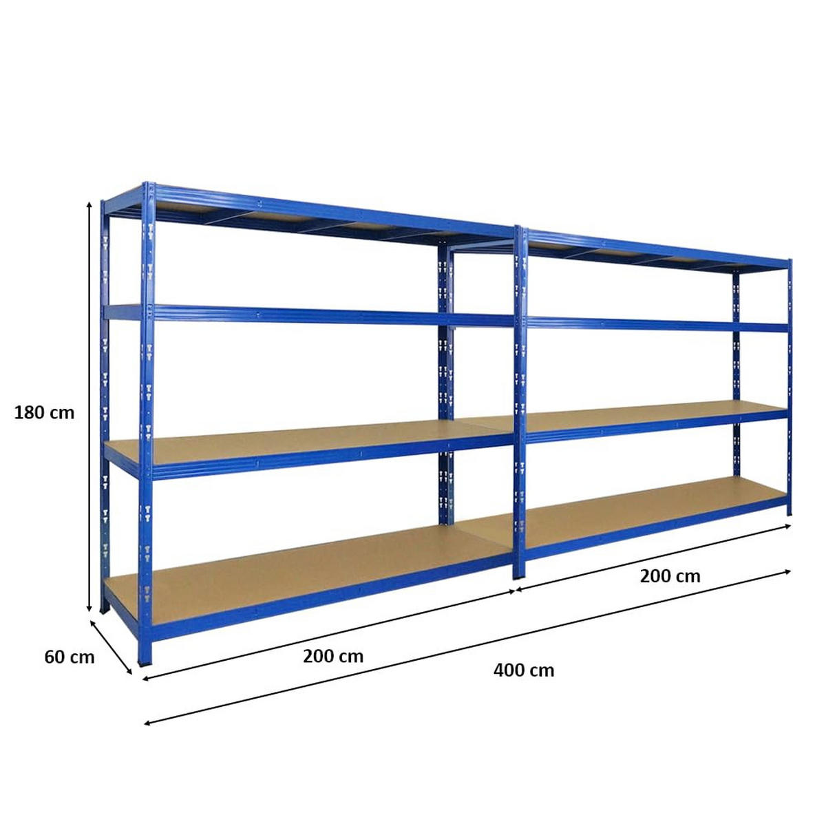 SCHWERLASTREGAL Goliath 2er-Set mit 2x 180x200x60 cm Fachlast 350 kg Blau - Blau, Metall (400/180/60cm) - PROREGAL