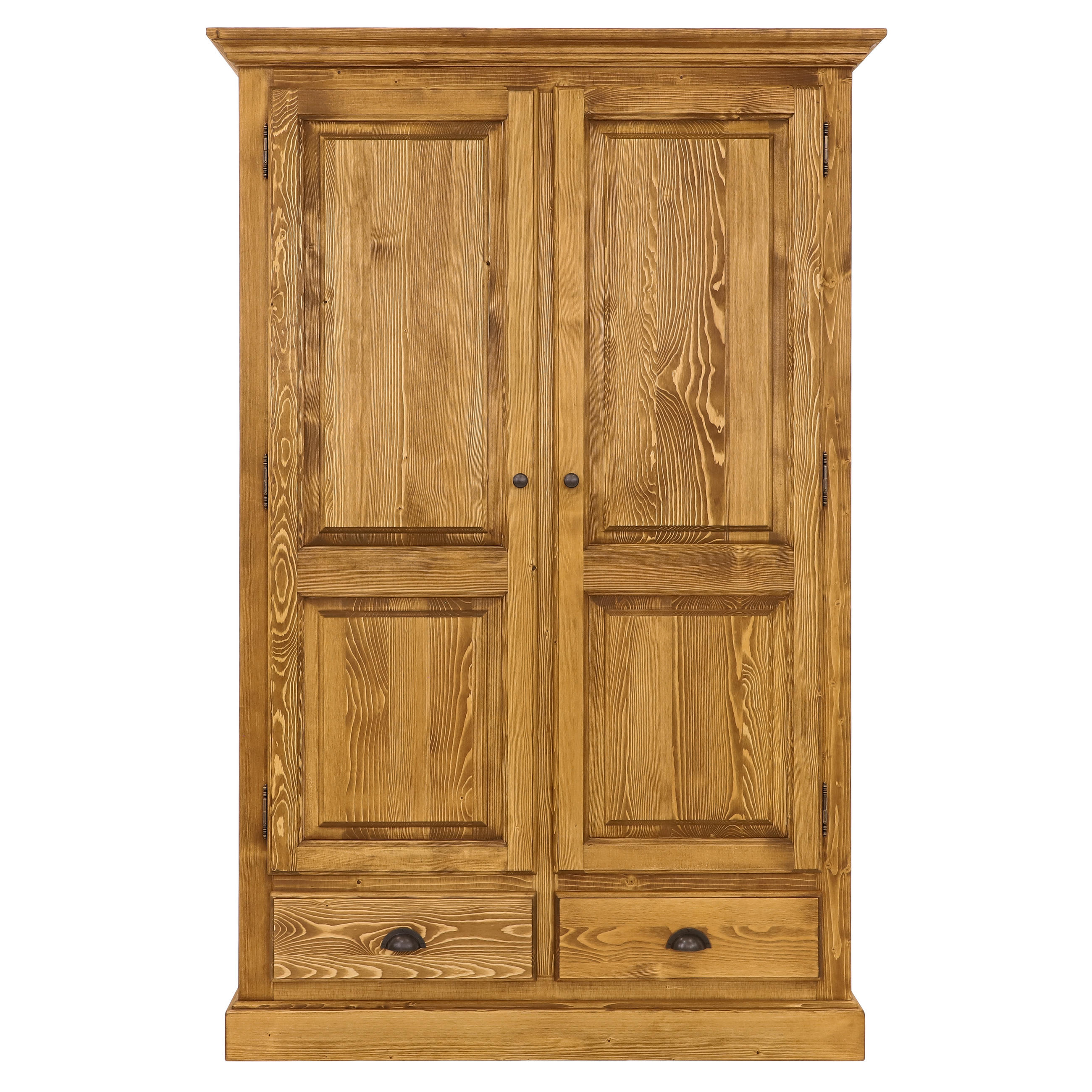 KLEIDERSCHRANK aus Massivholz CHARLOTTE 2 - Hellbraun, Holz (126/202/61cm) - Seart