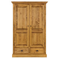 KLEIDERSCHRANK aus Massivholz CHARLOTTE 2 - Hellbraun, Holz (126/202/61cm) - Seart