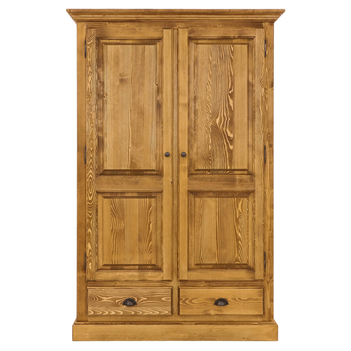 KLEIDERSCHRANK aus Massivholz CHARLOTTE 2 - Hellbraun, Holz (126/202/61cm) - Seart
