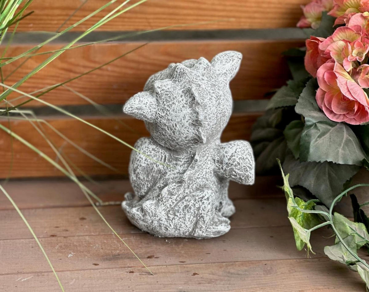 STEINFIGUR Drache Fabio, frostfest, massiver Steinguss - Grau, Stein (13/17/10cm) - stoneandstyle