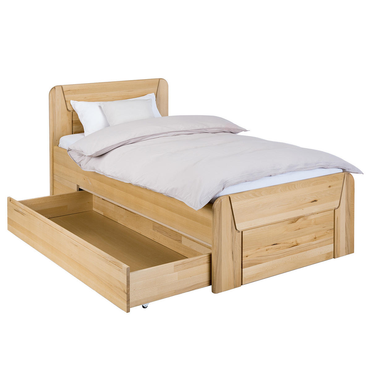 MASSIVHOLZBETT - Kernbuche, Holz (100/200cm) - home24