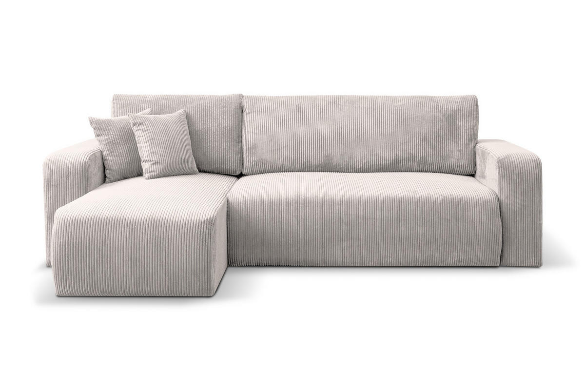 ECKSOFA LUNA mit Schlaffunktion und Bettkasten Cord-Stofff (Beige) - Beige, Textil (244/142cm) - VENASI MÖBEL