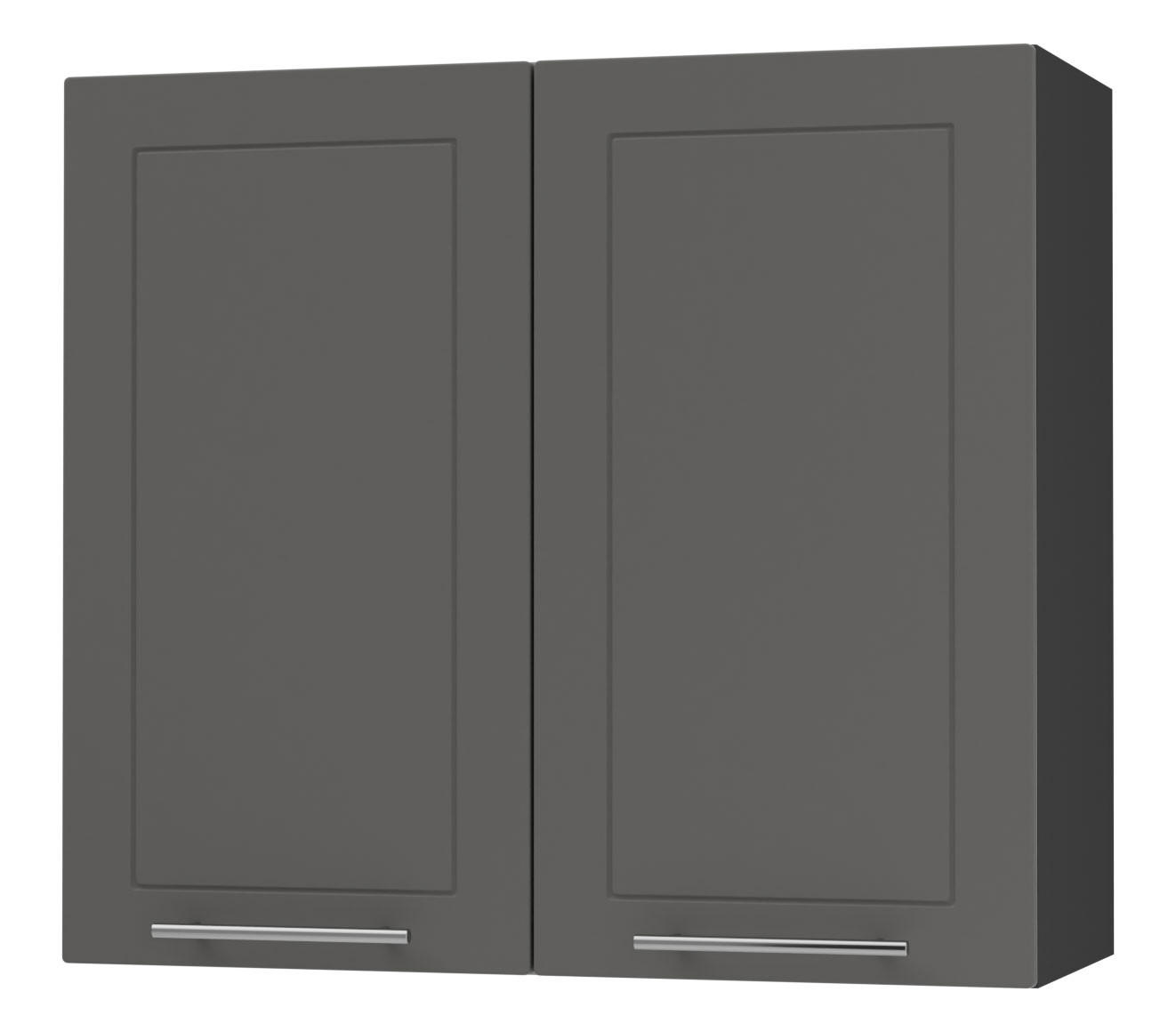KÜCHENHÄNGESCHRANK Kvantum W3/80 Graphit Matt / Schwarz Matt 80 / 32,5 / 72cm - Schwarz/Graphitfarben, Holz/Holzwerkstoff (80/72/32.5cm) - Feldmann-Wohnen