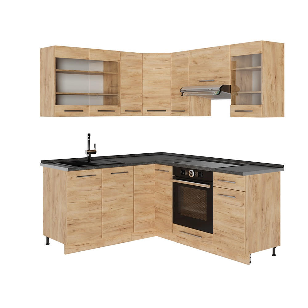 ECKKÜCHE Fame-Line, Goldkraft Eiche/Goldkraft Eiche, 190 x 160 cm, AP Anthrazit - Honigeiche, Holzwerkstoff (190/81.6/60cm) - Vicco