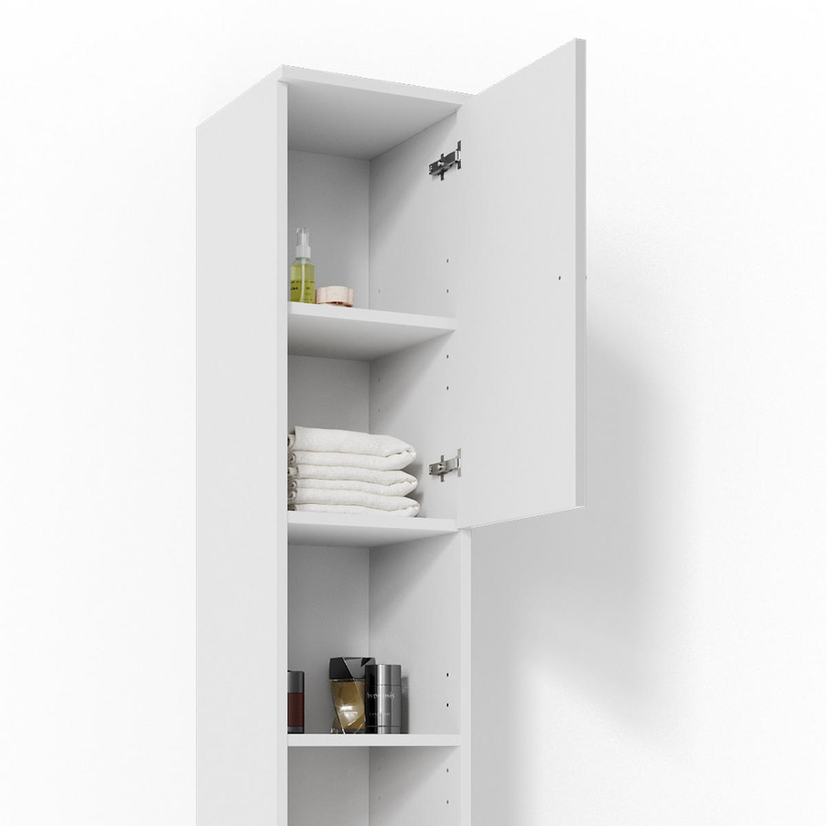 BADSCHRANK Fynn Weiß Hochglanz 30 x 190 cm - Weiß Hochglanz, Holzwerkstoff (30/190/30cm) - Vicco
