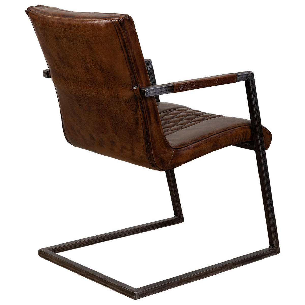 STUHL aus Metall und Leder, 51x65x82 cm braun - Braun, Metall (51/82/65cm) - Wanderlust