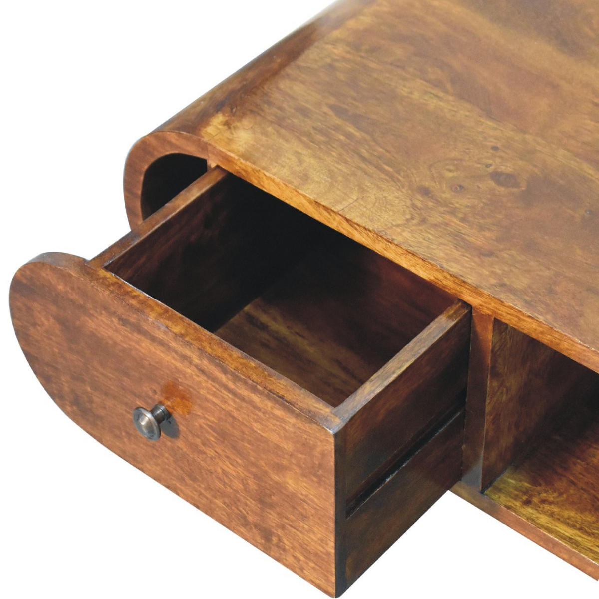 MEDIENANLAGE TV-Lowboard, 2 Schubladen, 1 offenes Fach, Nordische Beine, braun - Kastanienfarben/Messingfarben, Holz/Metall (100/38/30cm) - Artisan Furniture