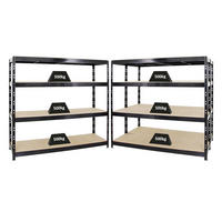 SCHWERLASTREGAL Rhino 3er-Set mit 3x 180x200x60 cm 4 Spanplatten-Ebenen 16mm Fachlast 500 kg Schwarz - Schwarz, Metall (600/180/60cm) - PROREGAL